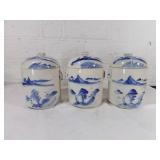 Three Ceramic Spice Containers with Lids