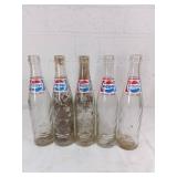 5 Pepsi Glass Bottles