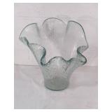 Fenton Clear Glass Ruffled Vase