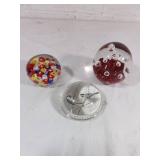 Three Assorted Glass Paperweights