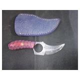 Damascus Skinning Knife with Leather Sheath