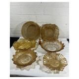 Six Amber-Colored Glass Bowls