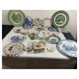 Collection of Decorative Ceramic Plates and Tablew