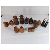 Wooden and Ceramic Salt and Pepper Shakers