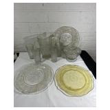 Pressed Glass Serving Set with Plates and Pitcher
