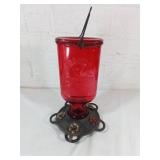 CB & Sons Red Glass Hummingbird Feeder