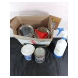 Box Lot of Paint Cans and Oils