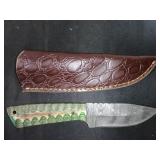 Damascus Knife with Leather Sheath