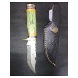 Damascus Knife with Leather Sheath
