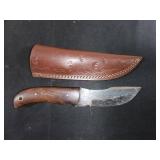 Damascus Knife with Leather Sheath