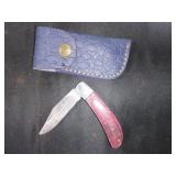 Folding Damascus Steel Knife with Sheath
