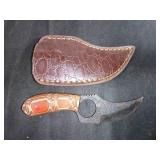 Damascus Skinning Knife with Leather Sheath