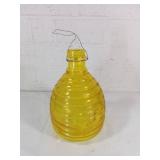 Yellow Glass Bee Trap with Wire Hanger
