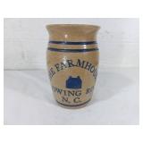 Stoneware Crock with Blue Painted Details