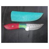 Damascus Blade Knife with Leather Sheath