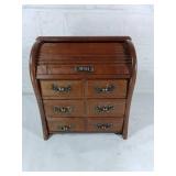 Wooden Roll Top Jewelry Box with Drawers