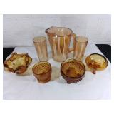 Irish Herringbone and Orange Glass Tableware Set
