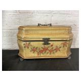 Hand-Painted Wooden Jewelry Box With Floral Design