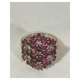 Sterling Silver Ring with Pink Gemstones