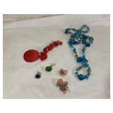 Costume Jewelry Lot with Necklaces and Earrings