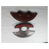 Damascus Rocker Blade Knife With Sheath