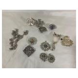 Silver-Tone Brooches and Pins