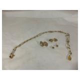 Gold-Toned Jewelry Set with Earrings and Necklace