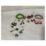 Costume Jewelry Lot with Earrings and Bracelets
