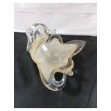 Heavy Glass Swan with Gold-Toned Accents