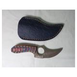 Damascus Skinning Knife with Leather Sheath