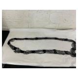 Beaded Black Crochet Necklace With Silver Beads