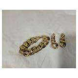 Gold-Tone Chain Bracelet and Earrings Set