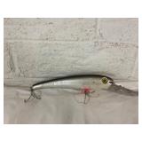 Silver and Black Fishing Lure with Treble Hooks