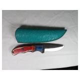 Damascus Steel Knife with Leather Sheath