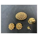 Gold-Tone Brooch, Earrings, and Accessories