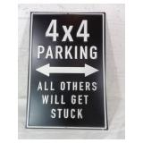 Metal 44 Parking Sign with Text and Arrow