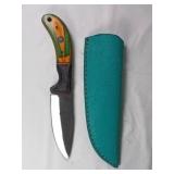 Damascus Steel Knife with Leather Sheath