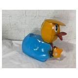 Metal Sculpture of Duck in Suit with Yellow Crest