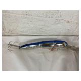 Blue and Silver Fishing Lure with Treble Hooks