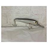 Silver Fishing Lure with Dual Treble Hooks