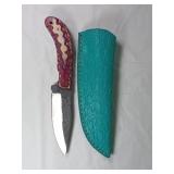 Damascus Knife with Leather Sheath