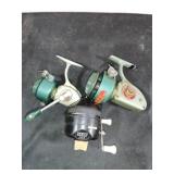 Two Heddon and One Zebco 202 Fishing Reels