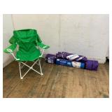 Green Folding Chair with Purple 1010 Canopy Tent