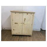 Two-Door Painted Wooden Storage Cabinet on Casters