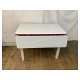 White Drop-Leaf Table with Red Accents