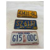 Three New York License Plates