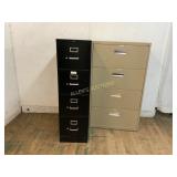 Two Metal Filing Cabinets, Black and Beige