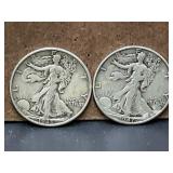 1947 D and 1935 D Walking Liberty Silver Half Doll