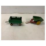 Metal Toy Farm Trailers in Green and Red