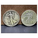 1943 D and 1936 S Walking Liberty Silver Half Doll